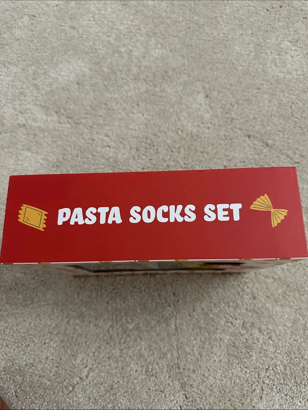 Pasta Sock Set — Yellow & Red Crew Socks with Novelty Utensil Accessories